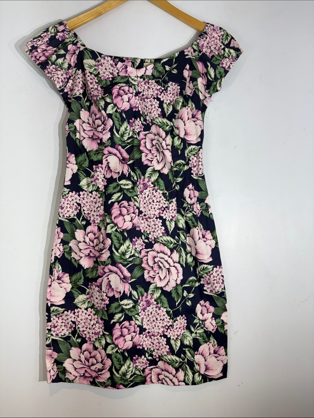 Collectif London Floral Bodycon Dress Retro Rockabilly 50s Stretch Cotton small - Picture 2 of 11